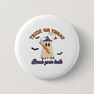Trick or treat Borstel je tanden mondhygiënist H Ronde Button 5,7 Cm