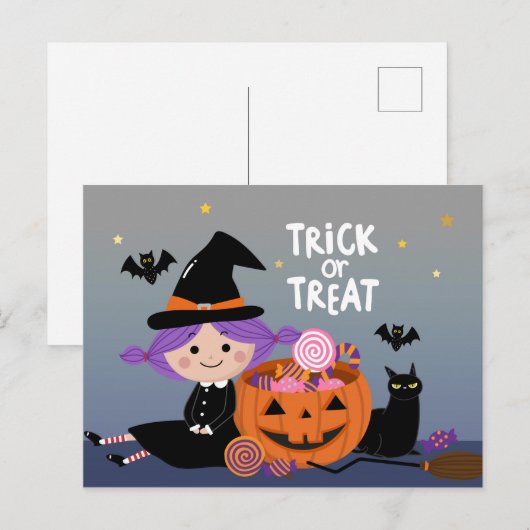 Trick or treat briefkaart (Voorkant / Achterkant)