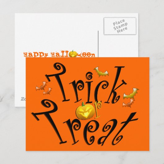 Trick or treat Briefkaart (Voorkant / Achterkant)