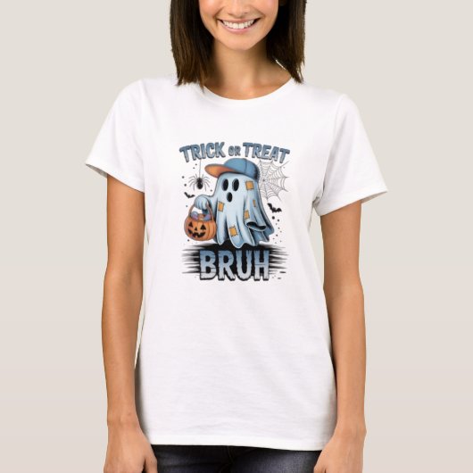 Trick or treat Bruh Grappig Halloween Ghost T-Shir T-shirt (Voorkant)
