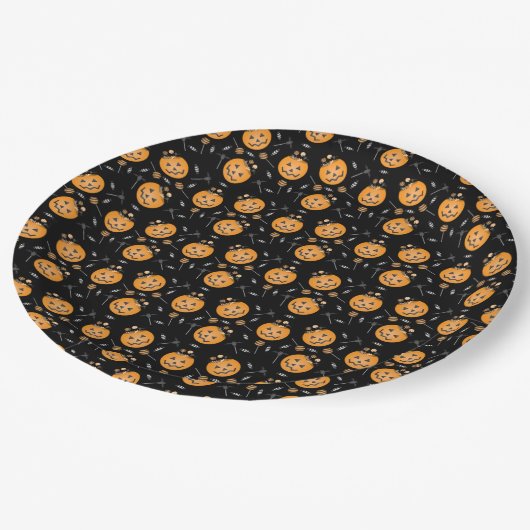 Trick or treat Bucket Halloween Snoep Papieren Bordje (Gekanteld)