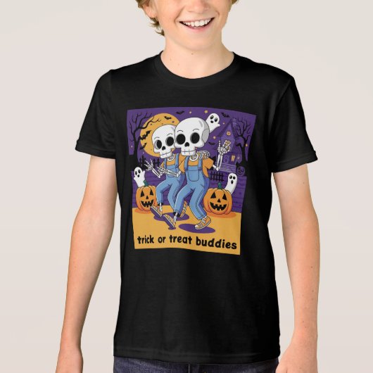 Trick or treat Buddies Skeleton Shirt Vriendschap (Voorkant)