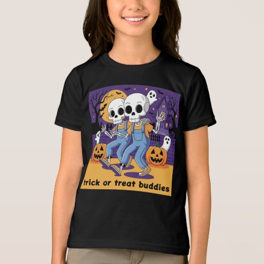 Trick or treat Buddies Skeleton Shirt Vriendschap (Voorkant)