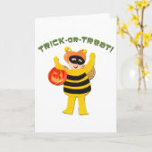 Trick or treat Bumble Bee Costume Halloween Kaart (Gele Bloem)