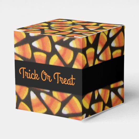 Trick or treat Candy Corn Cube Favor Box Bedankdoosjes (Voorkant Zijde)