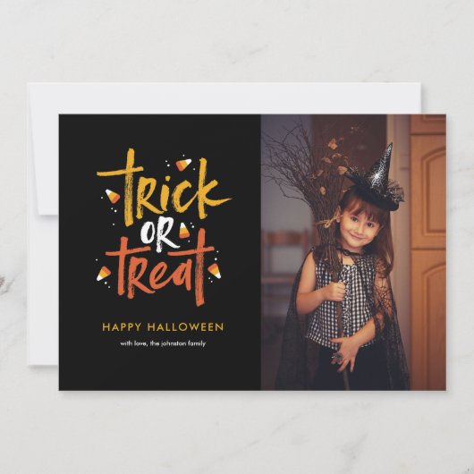 Trick or treat Candy Corn Halloween fotokaart Kaart (Voorkant)