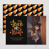 Trick or treat Candy Corn Halloween fotokaart Kaart (Voorkant / Achterkant)
