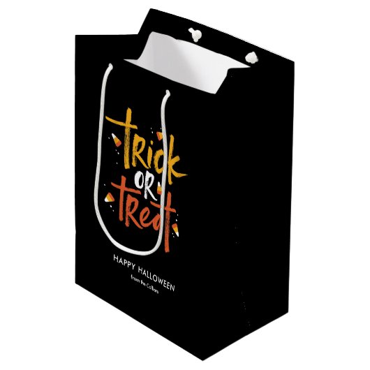 Trick or treat Candy Corn Halloween Medium Cadeauzakje (Voorkant Gekanteld)