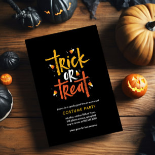 Trick or treat Candy Corn Halloween Party Kaart