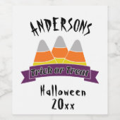 Trick or treat Candy Corn Halloween Party Wijn Etiket (Enkel label)