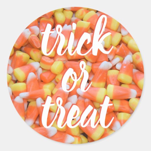 Trick or treat - Candy Corn - Halloween Ronde Sticker (Voorkant)