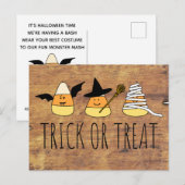 Trick or treat Candy Corn Invitation Briefkaart (Voorkant / Achterkant)