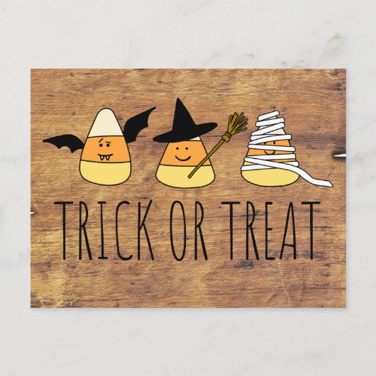 Trick or treat Candy Corn Invitation Briefkaart (Voorkant)