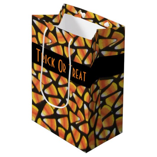 Trick or treat Candy Corn Medium Cadeauzakje (Voorkant Gekanteld)