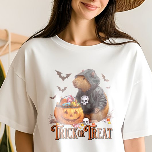 Trick or treat Capybara Halloween Funny Tri-Blend Shirt