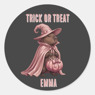 Trick or Treat Capybara Heks Ronde Sticker
