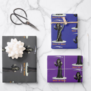 Trick or Treat. Cartoon Doodengeest Inpakpapier Vel