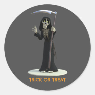 Trick or Treat. Cartoon Doodengeest Ronde Sticker
