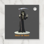 Trick or Treat. Cartoon Grim Reaper Bedankjes Labels (Achterkant)