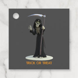 Trick or Treat. Cartoon Grim Reaper Bedankjes Labels