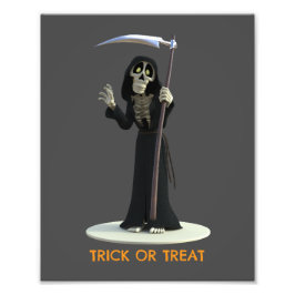 Trick or Treat. Cartoon Grim Reaper Foto Afdruk
