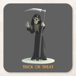 Trick or Treat. Cartoon Grim Reaper Kartonnen Onderzetters