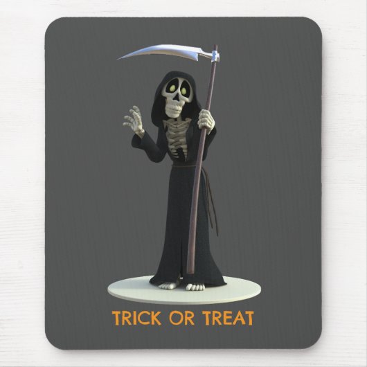 Trick or Treat. Cartoon Grim Reaper Muismat (Voorkant)