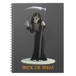 Trick or Treat. Cartoon Grim Reaper Notitieboek