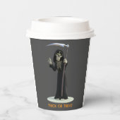 Trick or Treat. Cartoon Grim Reaper Papieren Bekers (Achterkant)