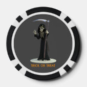 Trick or Treat. Cartoon Grim Reaper Poker Chips (Achterkant)