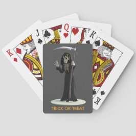 Trick or Treat. Cartoon Grim Reaper Pokerkaarten