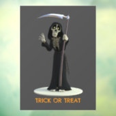 Trick or Treat. Cartoon Grim Reaper Raamsticker (Vel 3)