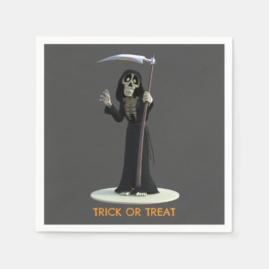 Trick or Treat. Cartoon Grim Reaper Servet (Voorkant)