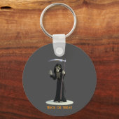 Trick or Treat. Cartoon Grim Reaper Sleutelhanger (Voorkant)