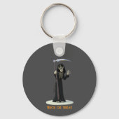 Trick or Treat. Cartoon Grim Reaper Sleutelhanger (Achterkant)