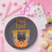 Trick or treat Cat 9" Papier Borden Papieren Bordje (Feest)