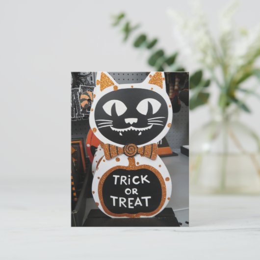 Trick or treat Cat Briefkaart (Staand voorkant)