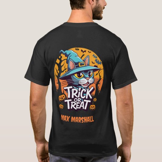 Trick or treat Cat - Creepy Crawlies Sinaasappel Z T-shirt (Achterkant)