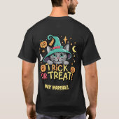 Trick or treat Cat - Wickedly Fun Groen Zwart T-shirt (Achterkant)