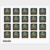 Trick or treat Cat - Zombie Zone Groen Zwart Vierkante Sticker (Vel)