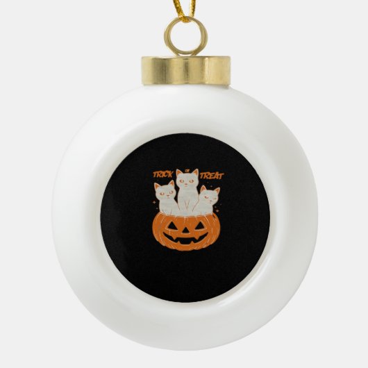Trick or treat cats Classic T-shirt Keramische Bal Ornament (Voorkant)