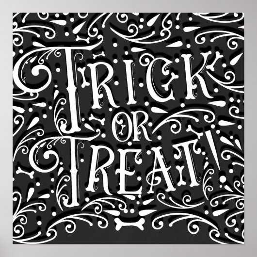 Trick or treat  Chalk Botten Halloween Party Poster (Voorkant)