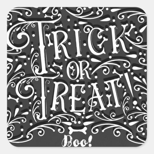 Trick or treat Chalk Botten Halloween Party Vierkante Sticker (Voorkant)