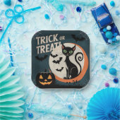 Trick or treat chat Black Papieren Bordje (Feest)