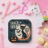 Trick or treat chat Black Papieren Bordje (Feest)