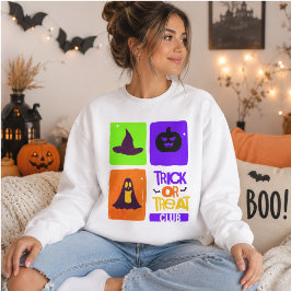 Trick or Treat Club Retro Halloween Grid Trui