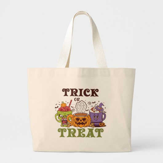 Trick or treat Coffee Delight Grote Tote Bag (Voorkant)
