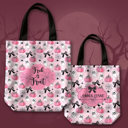 Trick or treat Coquette Ghost en Pumpkin Tote Bag