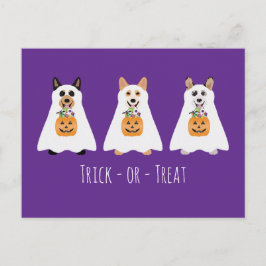 Trick or treat Corgi Ghost Dogs Halloween Briefkaart