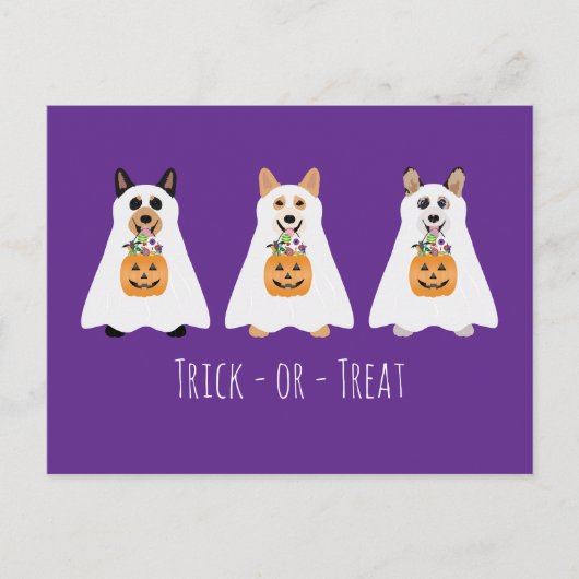 Trick or treat Corgi Ghost Dogs Halloween Briefkaart (Voorkant)
